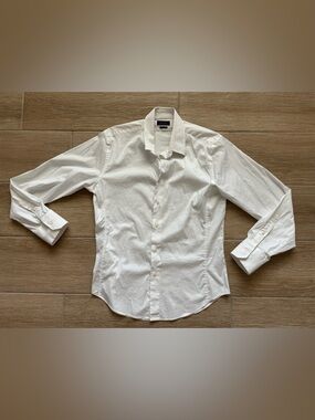 Basic Zara Man white button up long sleeve dress shirt XL superslim fit